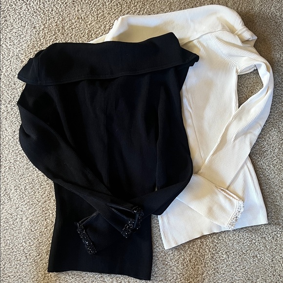 2 Cache Black Zip-Up Sweaters with Beaded Detail - Picture 4 of 4